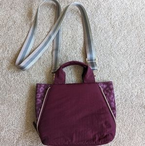 Stella & Dot You Do You Zip It Maroon Red Animal Print Nylon Crossbody Purse